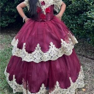Burgundy Lace Ball Gown